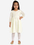 Vastramay Girls' Yellow Pure Cotton Chikankari Kurta With Leggings